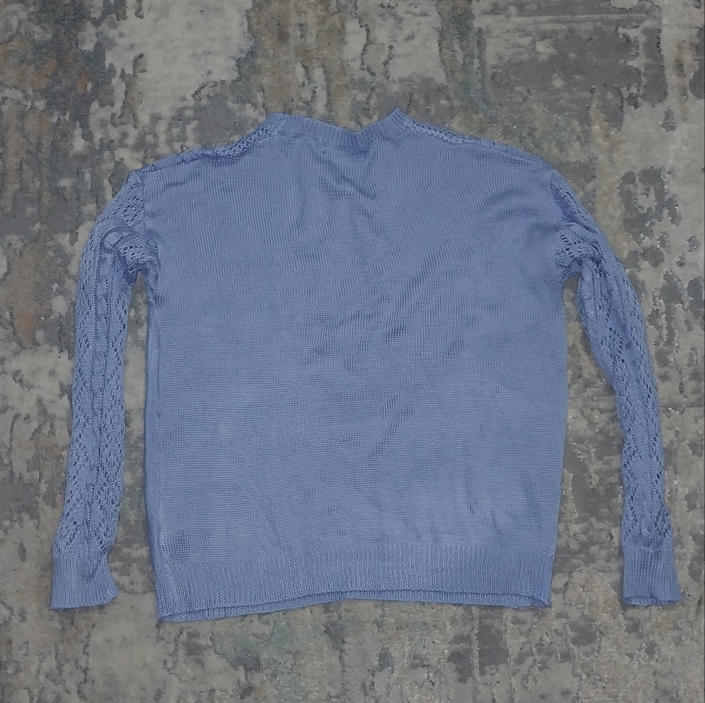NWOT Light Blue Lace Sweater - Picture 3 of 4